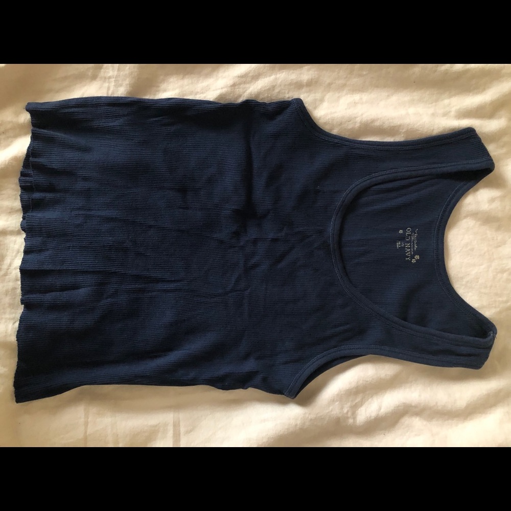 Navy Blue Ribbed Cropped Tank